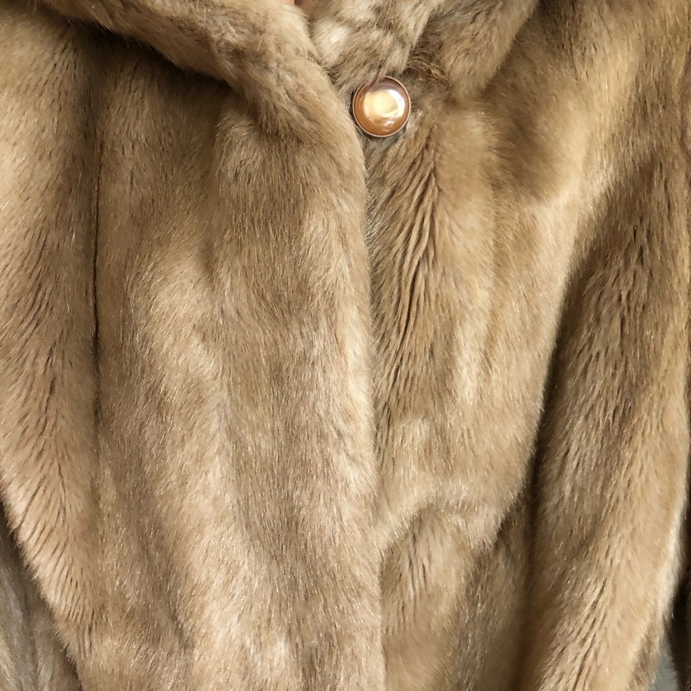 French Vintage Hooded TISSAVEL FauxFur Long Coat M - Picture 3 of 6